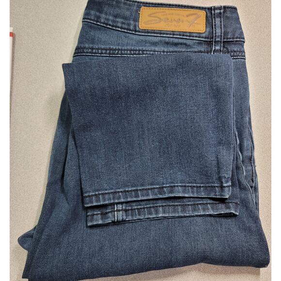 Seven Blue Skinny Cropped Jeans 12 Lightweight Embroidered Back Pockets Stretch - Picture 4 of 4